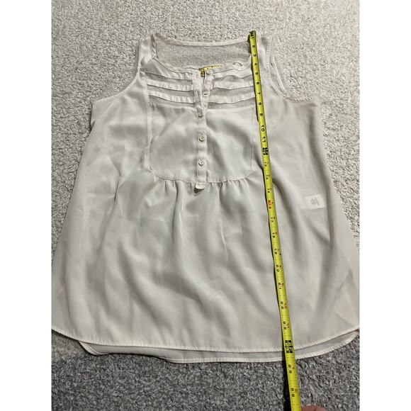 Vera Wang Princess Womens Sz Small Sheer Sleeveless Shell Scoop Neck Top Cream - Picture 4 of 7